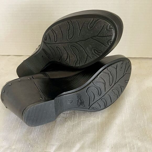 New Dansko Franka Black Leather Wedge Bootie Heels Z2014* Size 7 US / 37 EUR - Picture 8 of 9